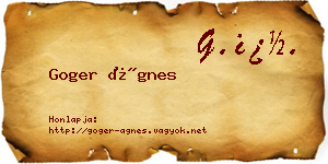 Goger Ágnes névjegykártya